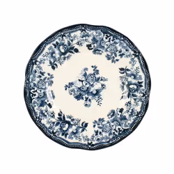 Lot de 6 assiettes à dessert fleuries en grès bleu 20cm FAUSTINE