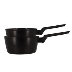 Lot de 2 casseroles en aluminium noir - tous feux