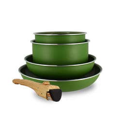 Batterie de cuisine 5 pièces en aluminium recyclé vert