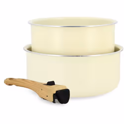 Lot de 2 casseroles crème revêtement céramique - Tous feux COLORAMA