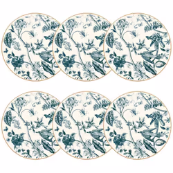 Lot de 6 assiettes plates en porcelaine blanche 27cm BOTANIC