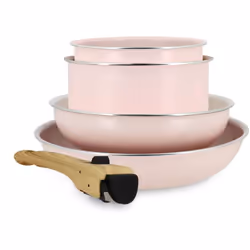 Intérieur recouvert d'un revêtement céramique couleur 2 couches qui comprend : 2 casseroles de 16 et 18cm, 2 poêles de 22 et  ...