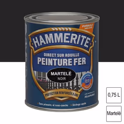 Peinture - Hammerite - Fer Martelé - 0.75L - Noir - Brillant