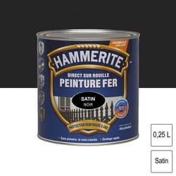 Peinture - Hammerite - Fer Satiné - 0.25 L - Noir - Glycérophtalique