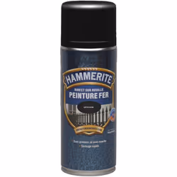 Hammerite - Peinture Fer aérosol Direct sur Rouille - Satin Noir - 400 ml