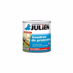 Résumé : Goudron de protection Noir Satiné par JULIEN Coloris de la peinture : Noir Satiné - Évite le pourrissement du bois ( ...