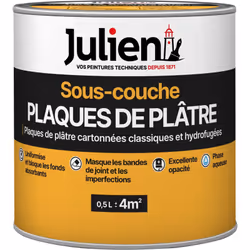 Sous-Couche Pour Plaques De Plâtre Cartonnées - aspect Mat Blanc 0,5L Julien