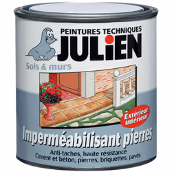 Résumé : Imperméabilisant pierres IMPER PIERRE Incolore Satiné par JULIEN Coloris de la peinture : Incolore Satiné - Rend la  ...