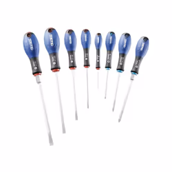 Informations techniques : Tournevis pour vis à fente (électricien) : 3 x 50 - 4 x 100 mm. Tournevis pour vis à fente (mécanic ...