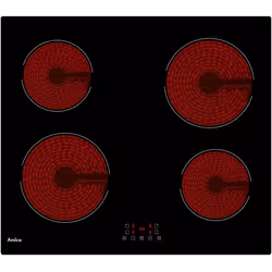 Amica AV3540C, Noir, Intégré, 59 cm, Céramique, Verre, 4 zone(s)