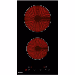 Amica AV2522C, Noir, Intégré, 29 cm, Céramique, Verre, 2 zone(s)