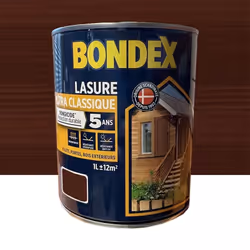 La Lasure BONDEX Ultra Classique Fongicide 5 ans Chêne rustique est une lasure qui protège et décore les bois jusqu'à 5ans de ...