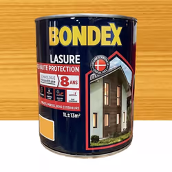 Description générale La Lasure Très Haute Protection Bondex 8 ans est un produit prêt à l'emploi, conçu pour protéger et déco ...