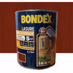 La Lasure BONDEX Ultra Classique Fongicide 5 ans Acajou est une lasure qui protège et décore les bois jusqu'à 5ans de protect ...