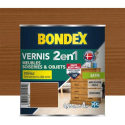 Bondex - Vernis intérieur 2 en 1 Chêne moyen satin 0,25 l