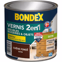 Vernis Bois Satin - Haute Résistance aux chocs, taches et rayures - Bondex - BENEFICES : Protège et embellit le bois Direct b ...