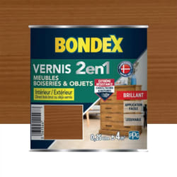 Bondex - Vernis intérieur 2 en 1 Chêne moyen brillant 0,25 l