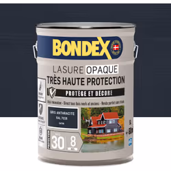 Bondex - Lasure Opaque Très Haute Protection 8 ans - 5L - Gris Anthracite Ral 7016 - Satin