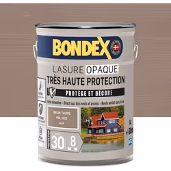 Lasure opaque Très haute protection - Brun taupe RAL 1019 satin - BONDEX - 5 L