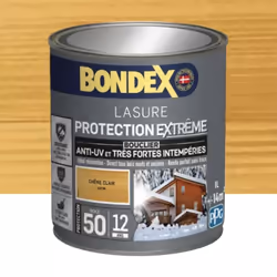 La Lasure BONDEX Protection Extrême 12 ans protège et décore tous les bois neufs ou anciens jusqu'à 12 ans. Cette lasure bois ...
