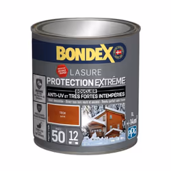 Protège et décore Lasure spéciale conditions extrêmes Longue durée : 12 ans Filtre anti-UV renforcé Protection longue durée c ...