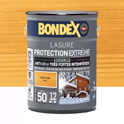 La Lasure BONDEX Protection Extrême 12 ans protège et décore tous les bois neufs ou anciens jusqu'à 12 ans. Cette lasure bois ...