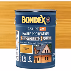 Lasure 2 en 1 Haute protection - Chêne clair satin - BONDEX - 5 L