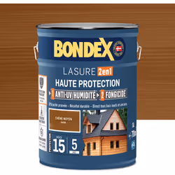 Lasure 2en1 Haute Protection 5 ans - Anti-UV/Humidité et Fongicide - Bondex - BENEFICES : Protège et décore les bois neufs et ...
