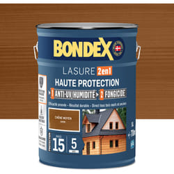 Lasure 2 en 1 Haute Protection - 5L - Chêne Moyen - Bondex