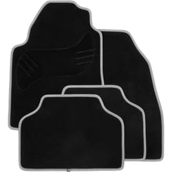 DBS - Tapis de Voiture Monaco - Universel - Ganse textile striée noir et blanc - Antidérapant - 4 Pièces : Avant + Arrière - Tapis de sol Automobile