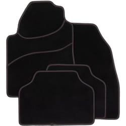 DBS - Tapis de Voiture Le Mans - Universel - Ganse textile noire surpiqure rouge - Antidérapant - 4 Pièces : Avant + Arrière - Tapis de sol
