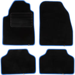 Tapis de Voiture Prague ganse nubuck bleu - Universel - Antidérapant - 4 Pièces : Avant + Arrière - Tapis de sol Automobile - Haute Qualité - DBS