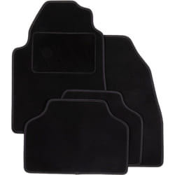 Tapis de Voiture Manchester - Universel - Ganse textile noire - Antidérapant - 4 Pièces : Avant + Arrière - Tapis de sol Automobile - Haute Qualité