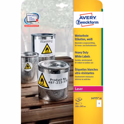 Avery L4775-20 étiquette auto-collante Rectangle aux angles arrondis Permanent Blanc 20 pièce(s)