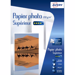Avery C2549-60, 200 g/m², Jet d'encre, A6, Blanc, 60 feuilles, 150 mm