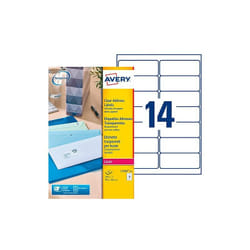Avery - Etiquettes adresses laser 99,1 x 38,1 mm L7563-25 transparentes - Pochette de 350