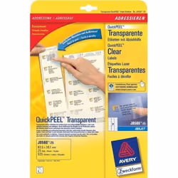 Avery J8560-25, Transparent, Jet d'encre, 63.5 x 38.1 mm, 525 pièce(s), 25 feuilles, A4