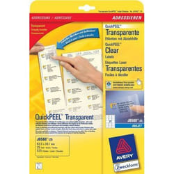 Avery J8560-25 étiquette à imprimer Transparent