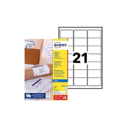 Etiquettes adresses jet d'encre 63,5 x 38,1 mm Avery J8160-100 - Pochette de 2100