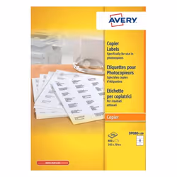 Avery DP080-100, Blanc, Rectangle, Permanent, 105 x 70, A4, Universel