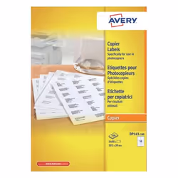 Avery DP143-100, Blanc, Imprimante d'étiquette adhésive, A4, Papier, Permanent, Rectangle