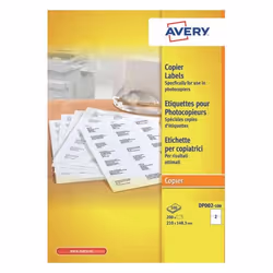 Avery DP002-100, Blanc, Imprimante d'étiquette adhésive, A4, Papier, Permanent, Rectangle