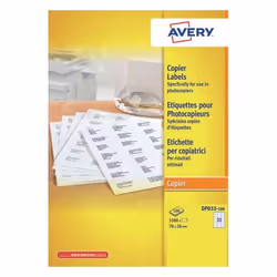 Avery DP033-100, Blanc, Imprimante d'étiquette adhésive, A4, Papier, Permanent, Rectangle
