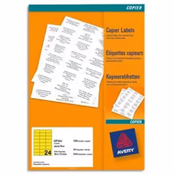 Avery DP24J-100, Jaune, 70 x 35mm, 2400 pièce(s), 100 feuilles