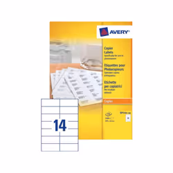 Avery Etiquettes copieurs, blanc, 105,0 x 42,0 mm, Adhésif permanent, Blanc, Rectangle, 105 x 42 mm, A4, Universel, Papier