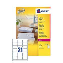 Avery L7160-250 étiquette d'adresse Blanc Etiquette auto-adhésive