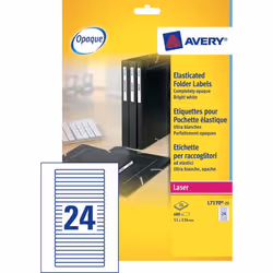Avery Etiquette pour chemises à élastique, blanc, 134,0 x 11,0 mm, Adhésif permanent, Blanc, Imprimante d'étiquette adhésive, ...
