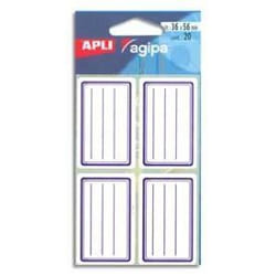 Etiquettes scolaires - AGIPA - Boîte de 20 étiquettes lignées bleues - 36 X 56 mm