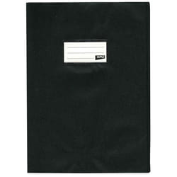 Protège-cahier PVC 19/100ème - APLI - 24 x 32 cm - Opaque Noir - Grain cuir - Porte-étiquette