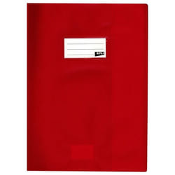 Protège-cahier opaque rouge en PVC – Format 24x32 cm – Épaisseur 19/100ème – Grain cuir